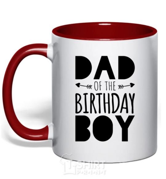 Mug with a colored handle Dad of the birthday boy red фото