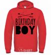 Мужская толстовка (худи) Birthday boy boho Ярко-красный фото