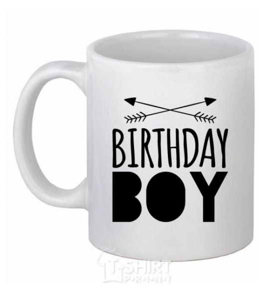 Ceramic mug Birthday boy boho White фото