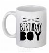 Ceramic mug Birthday boy boho White фото