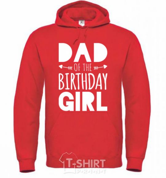 Мужская толстовка (худи) Dad of the birthday girl Ярко-красный фото