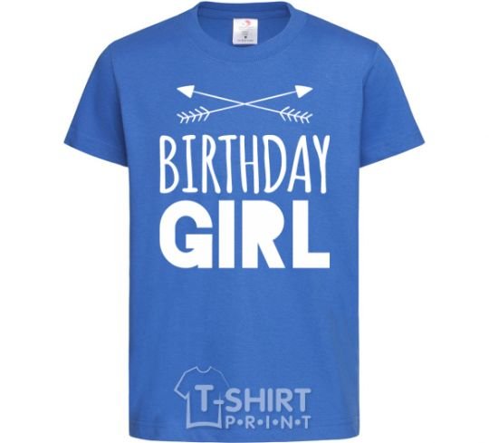 Kids T-shirt Birthday girl boho royal-blue фото