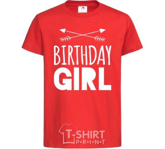 Kids T-shirt Birthday girl boho red фото