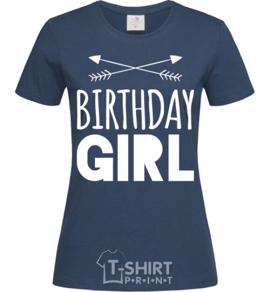 Women's T-shirt Birthday girl boho navy-blue фото