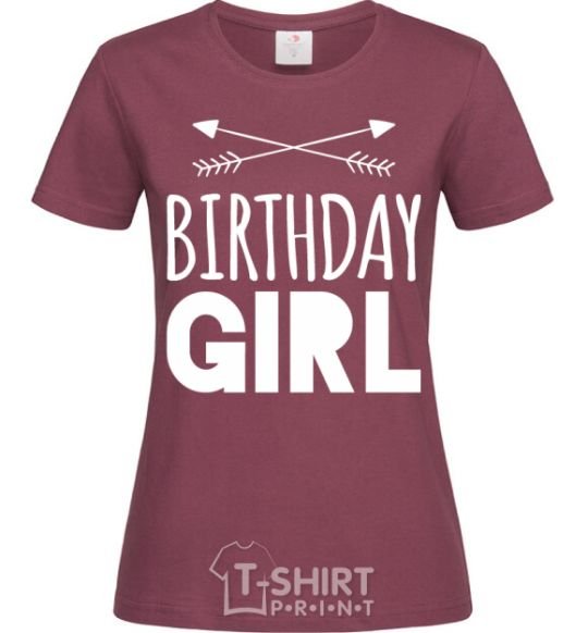 Women's T-shirt Birthday girl boho burgundy фото