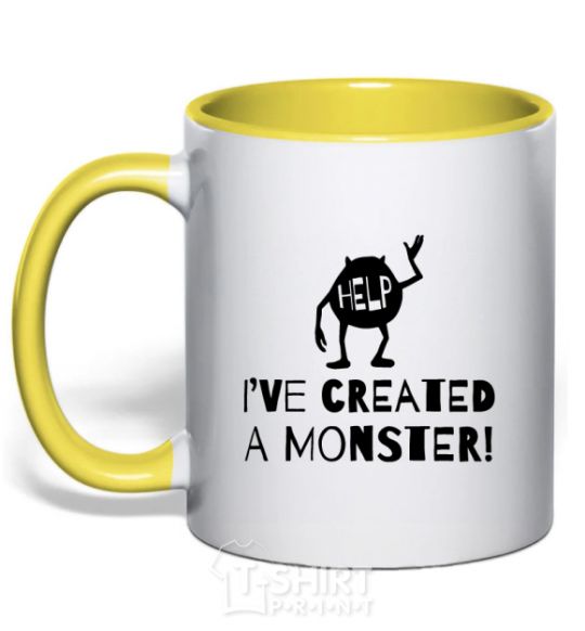 Mug with a colored handle I've created a monster yellow фото