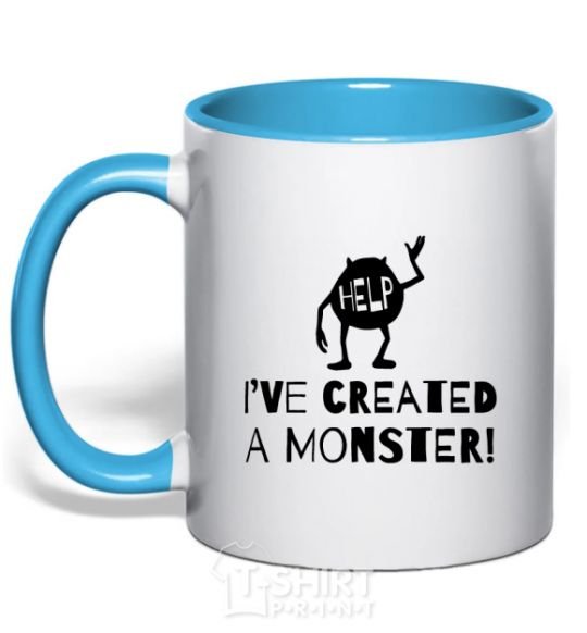 Mug with a colored handle I've created a monster sky-blue фото