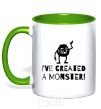Mug with a colored handle I've created a monster kelly-green фото