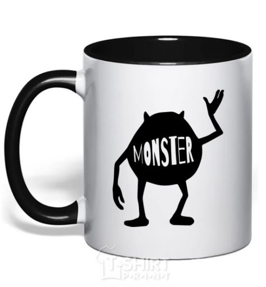 Mug with a colored handle Monster black фото