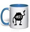 Mug with a colored handle Monster royal-blue фото