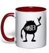 Mug with a colored handle Monster red фото