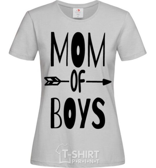 Women's T-shirt Mom of boys grey фото