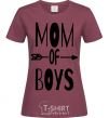 Women's T-shirt Mom of boys burgundy фото