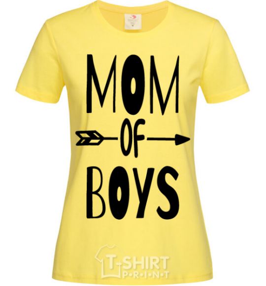 Women's T-shirt Mom of boys cornsilk фото