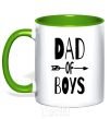 Чашка с цветной ручкой Dad of boys Зеленый фото
