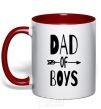 Чашка с цветной ручкой Dad of boys Красный фото