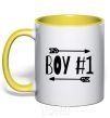 Mug with a colored handle Boy 1 yellow фото