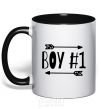 Mug with a colored handle Boy 1 black фото