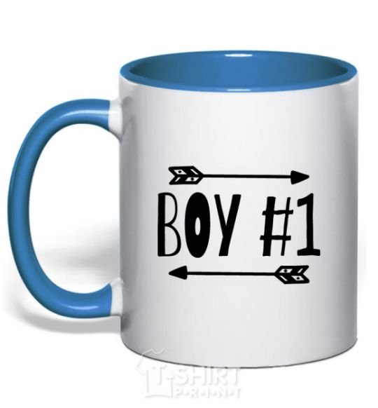 Mug with a colored handle Boy 1 royal-blue фото