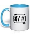 Mug with a colored handle Boy 1 sky-blue фото