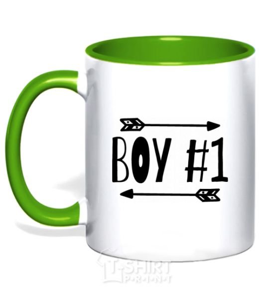 Mug with a colored handle Boy 1 kelly-green фото