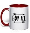 Mug with a colored handle Boy 1 red фото