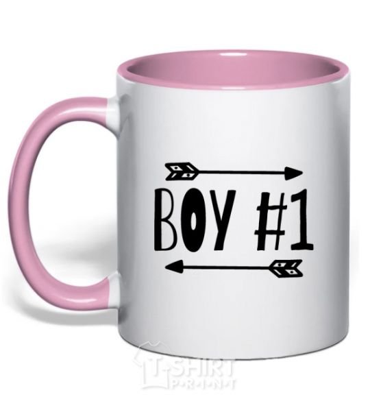 Mug with a colored handle Boy 1 light-pink фото