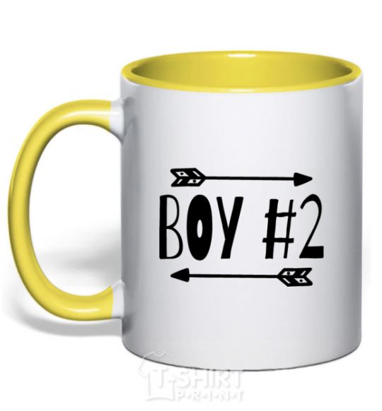 Mug with a colored handle Boy 2 yellow фото