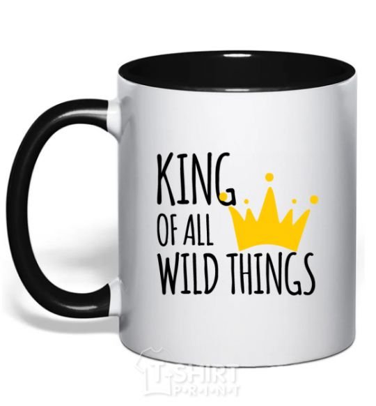 Mug with a colored handle King of all wild Things black фото