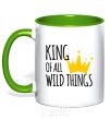Mug with a colored handle King of all wild Things kelly-green фото