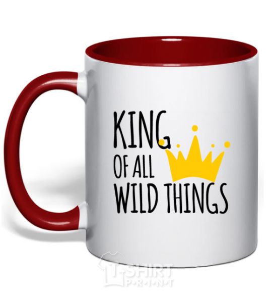 Mug with a colored handle King of all wild Things red фото
