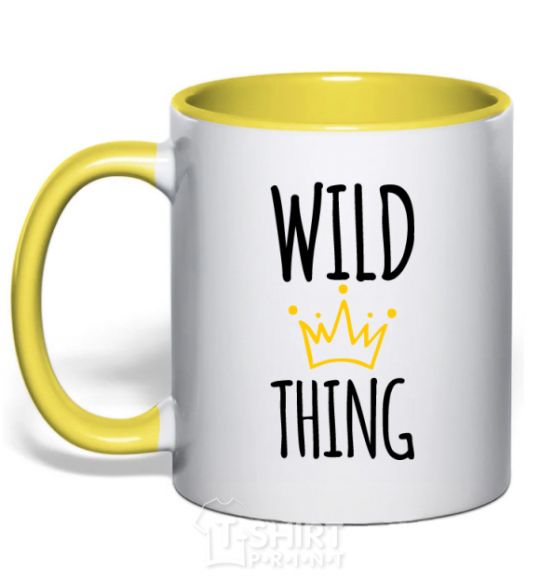 Mug with a colored handle Wild Thing yellow фото