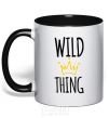 Mug with a colored handle Wild Thing black фото