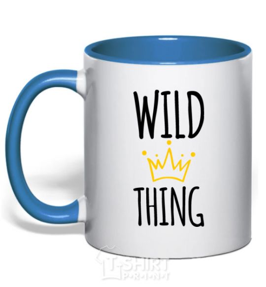 Mug with a colored handle Wild Thing royal-blue фото