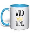 Mug with a colored handle Wild Thing sky-blue фото