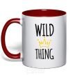 Mug with a colored handle Wild Thing red фото