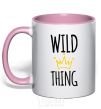 Mug with a colored handle Wild Thing light-pink фото