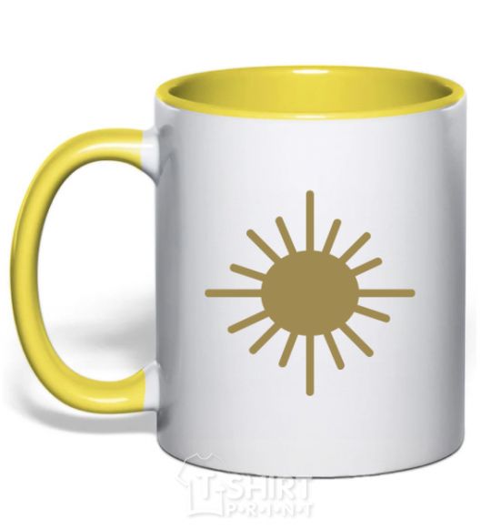 Mug with a colored handle Sunshine yellow фото