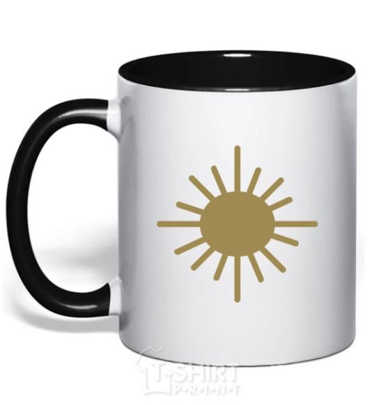 Mug with a colored handle Sunshine black фото