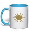 Mug with a colored handle Sunshine sky-blue фото