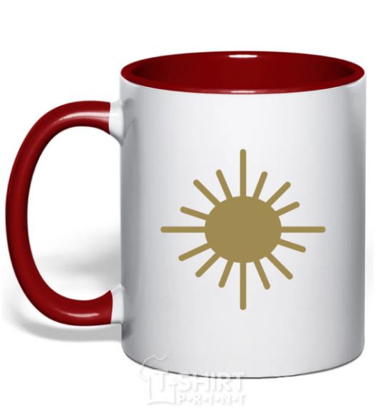 Mug with a colored handle Sunshine red фото