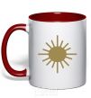 Mug with a colored handle Sunshine red фото