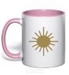 Mug with a colored handle Sunshine light-pink фото