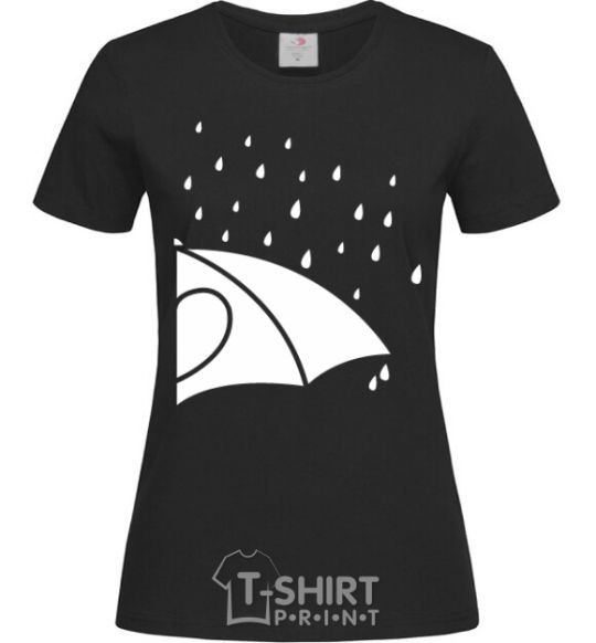 Women's T-shirt Umbrella woman black фото