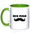 Mug with a colored handle Big man mustache kelly-green фото