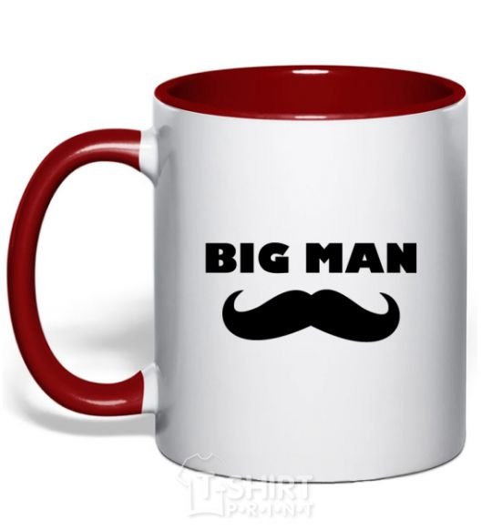 Mug with a colored handle Big man mustache red фото