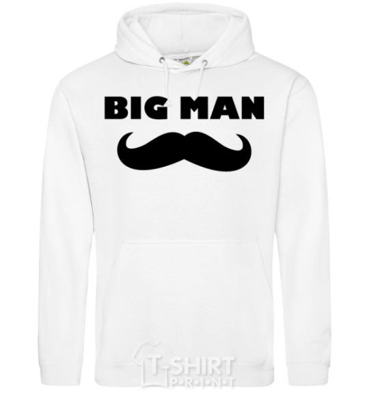 Men`s hoodie Big man mustache White фото