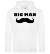 Men`s hoodie Big man mustache White фото