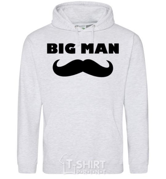 Men`s hoodie Big man mustache sport-grey фото