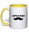 Mug with a colored handle Little man mustache yellow фото